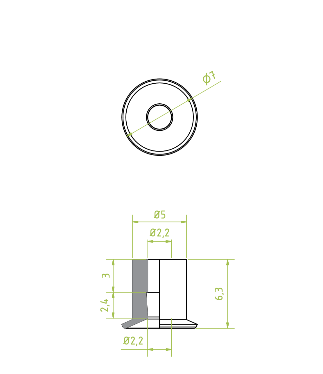 Lapos vákuumkorong, D= 7 mm, csatlakozó nélkül, szilikon narancssárga
