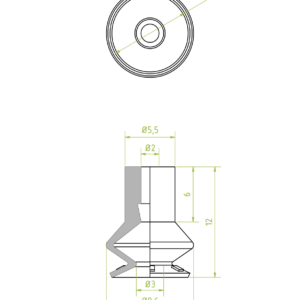 Harmonikás vákuumkorong, D= 8 mm, 1,5 redős, csatlakozó nélkül, szilikon kék, detektálható