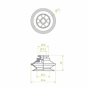 1,5 redős vákuumkorong, D= 42 mm, csatlakozó nélkül, HNBR borvörös gyűrű nélkül