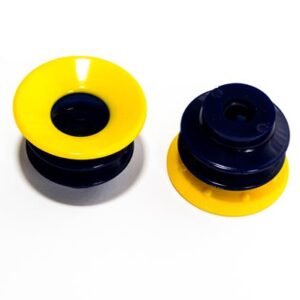 2,5 redős vákuumkorong, D= 50 mm, csatlakozó nélkül, thermoplastic polyurethane 30 (sárga ajakrész ) /60° (kék test) Shore keménység
