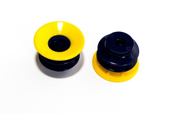 2,5 redős vákuumkorong, D= 50 mm, csatlakozó nélkül, thermoplastic polyurethane 30 (sárga ajakrész ) /60° (kék test) Shore keménység
