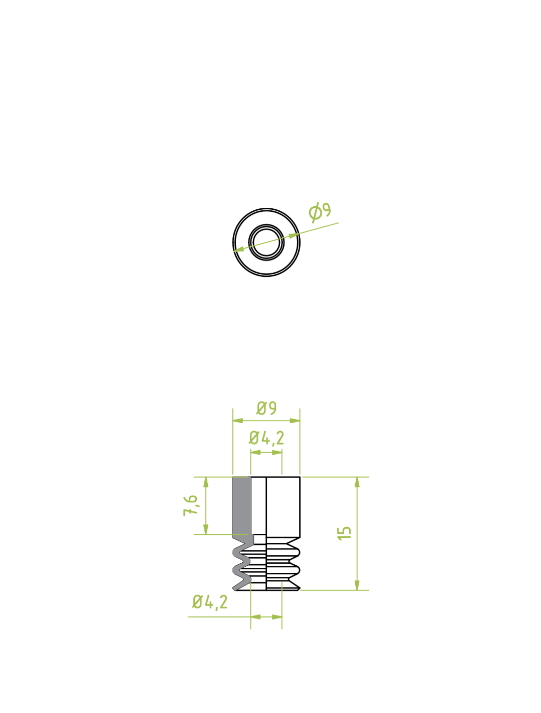 Harmonikás vákuumkorong, D= 9 mm, 2,5 redős, csatlakozó nélkül, NR szürke
