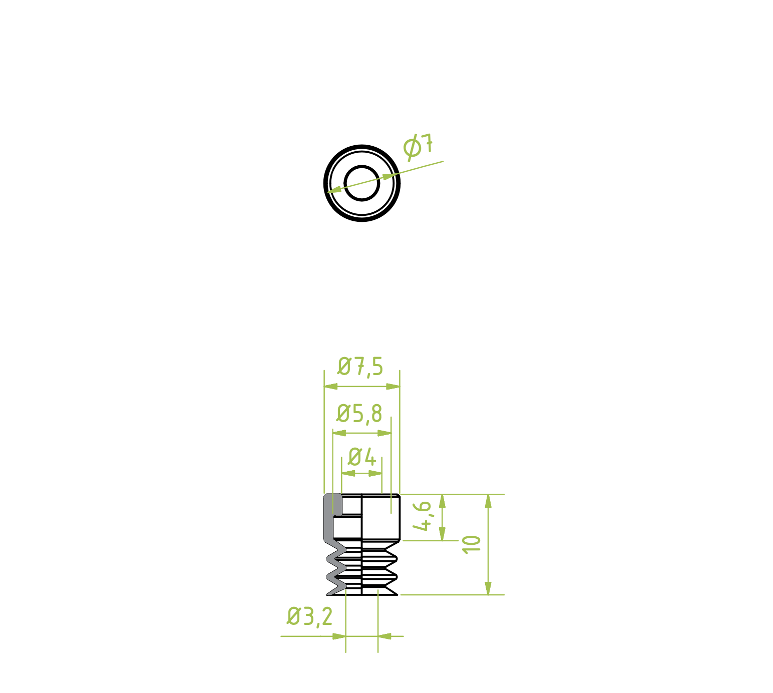 Harmonikás vákuumkorong, D= 7 mm, 2,5 redős, csatlakozó nélkül, szilikon átlátszó
