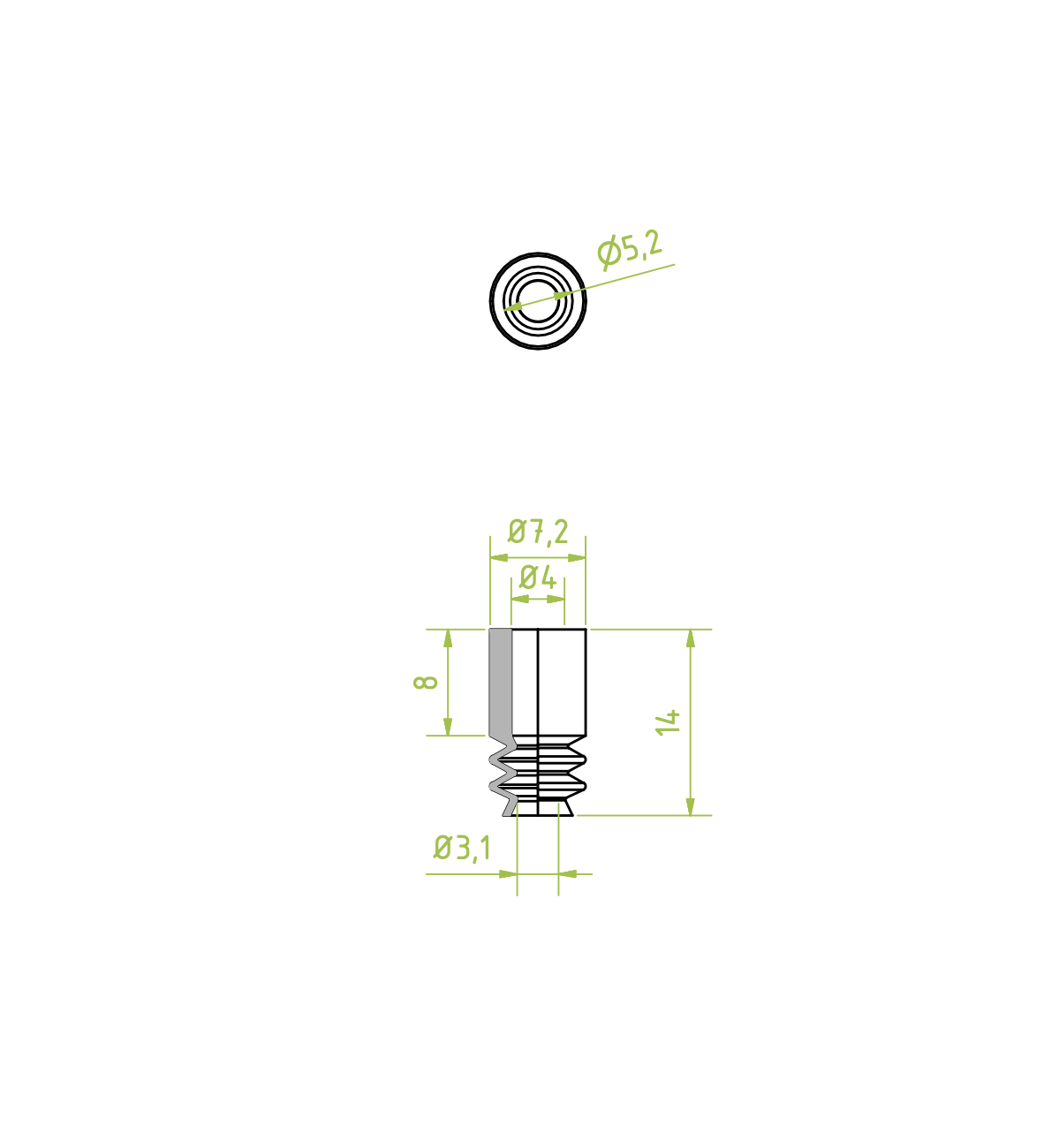 Harmonikás vákuumkorong, D= 5 mm, 2,5 redős, csatlakozó nélkül, TBA kék 60 Shore