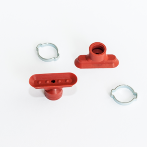 Ovális/négyszögletű-lapos vákuumkorong 45 x 15 mm, csatlakozó nélkül, gyűrűvel, szilikon piros erősített