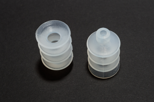 Harmonikás vákuumkorong, D= 25 mm, 3,5 redős, csatlakozó nélkül, szilikon átlátszó 30° Shore