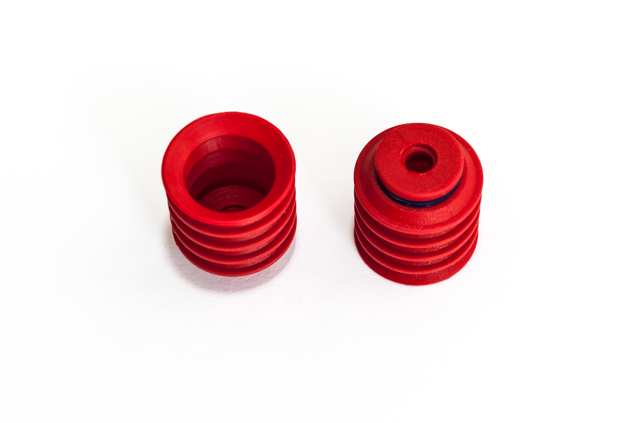 Harmonikás vákuumkorong, D= 30 mm, 4,5 redős, csatlakozó nélkül, szilikon piros gyűrűvel