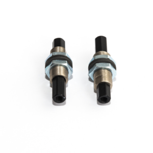 Rugós szár, elfordulásmentes, 2x végcsatlakozás: belső menet M5, Úthossz: 15 mm, Csatlakozó menet: M12, Teljes hossz: 53,5 mm