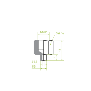 Vákuum korong fitting csatlakozó átalakító külső menet M5 - belső menet 1/8″ alumínium