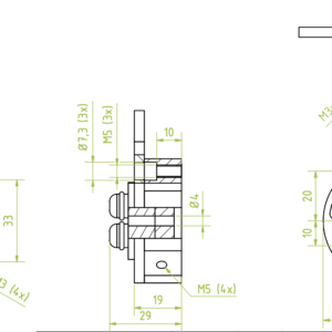 Gyorsváltó kerek, robot oldal D= 50 mm, légcsatlakozás 4 x belső menet M5
