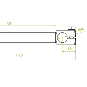 Bilincses szár, szorító D= 14 mm, tengelyhossz 130 mm