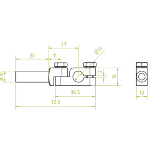 Bilincses szár, állítható, befogási átmérő 10 mm, tengely hossza: 30 mm, szár átmérő 10 mm