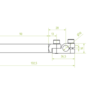 Bilincses szár, állítható, befogás D= 10 mm, tengelyhossz 90 mm, szár átmérő 14 mm