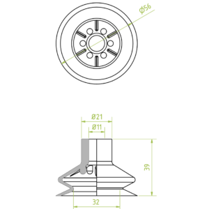 1,5 redős vákuumkorong, D= 56 mm, csatlakozó nélkül, NBR