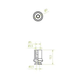 1,5 redős vákuumkorong, D= 7 mm, csatlakozó nélkül, TBA kék 60° Shore